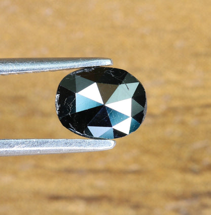 0.54 CT Rose Cut Oval Black Diamond 6 MM - Perfect for Engagement Ring, Anniversary, or Birthday Gift & Gold Ring Jewelry for Her