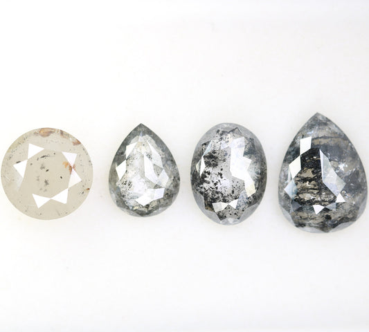 3 CT Natural Loose Salt and Pepper Diamonds | Mixed Round and Pear Shapes for Gold Jewelry | Unique Engagement Ring Gifts for Him and Her