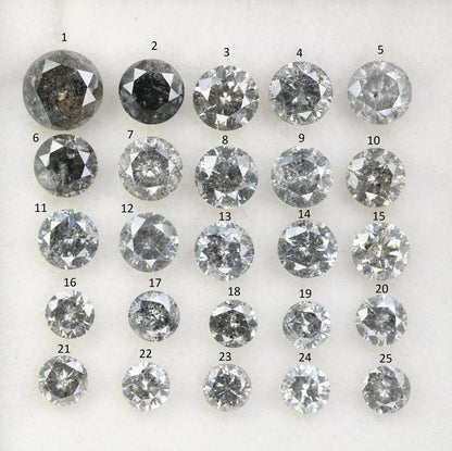 Round Rose Cut Salt and Pepper Diamonds | Antique Loose Gemstones for Jewelry | Unique Fancy Diamonds for Men and Women Gifts