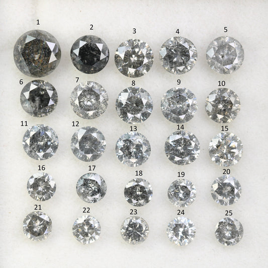 Round Rose Cut Salt and Pepper Diamonds | Antique Loose Gemstones for Jewelry | Unique Fancy Diamonds for Men and Women Gifts