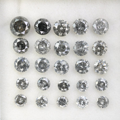 Round Rose Cut Salt and Pepper Diamonds | Antique Loose Gemstones for Jewelry | Unique Fancy Diamonds for Men and Women Gifts