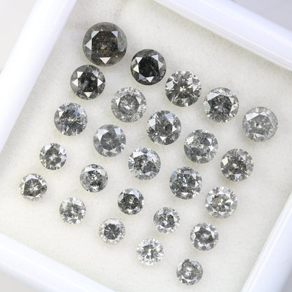 Round Rose Cut Salt and Pepper Diamonds | Antique Loose Gemstones for Jewelry | Unique Fancy Diamonds for Men and Women Gifts