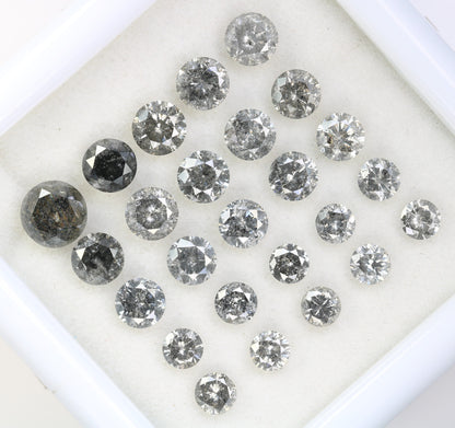 Round Rose Cut Salt and Pepper Diamonds | Antique Loose Gemstones for Jewelry | Unique Fancy Diamonds for Men and Women Gifts