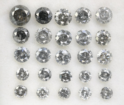Round Rose Cut Salt and Pepper Diamonds | Antique Loose Gemstones for Jewelry | Unique Fancy Diamonds for Men and Women Gifts