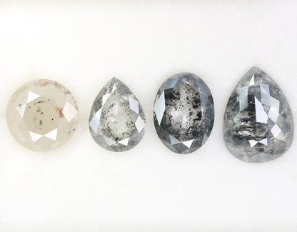 3 CT Natural Loose Salt and Pepper Diamonds | Mixed Round and Pear Shapes for Gold Jewelry | Unique Engagement Ring Gifts for Him and Her