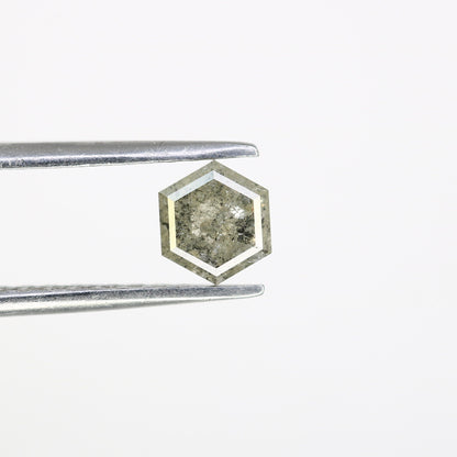 0.73 CT Hexagon Cut Salt and Pepper Diamond - Natural Hexagon Diamond - Salt and Pepper Ring - Gift for Wifey - Gift for mother - jewelry