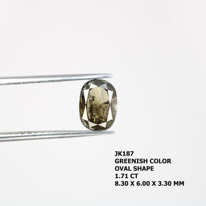1.71 CT Dark Green Oval Shape Diamond - Perfect for Engagement Ring & Stunning Gold Ring Jewelry for Unique Style
