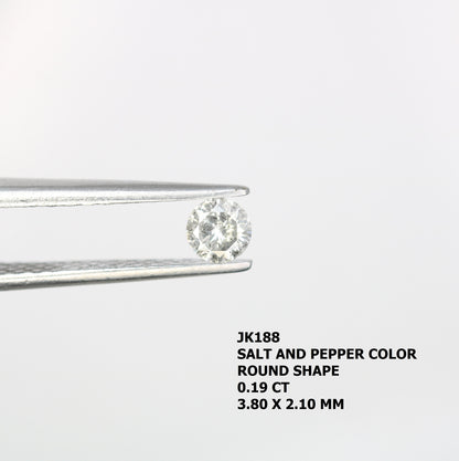 0.19 CT Natural Salt and Pepper Diamond - Round Brilliant Cut - Unique Design For Ring, Earring, Necklace Jewellery Making Diamonds