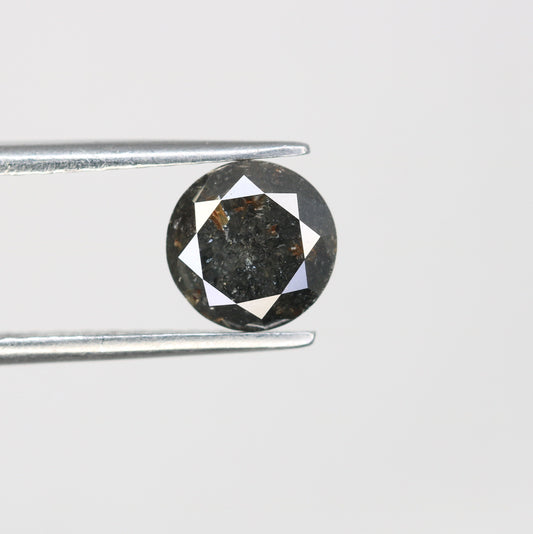 1.29 Carat Natural Round Brilliant Salt and Pepper Diamond for Custom Gold Rings | Unique Rustic Diamond for Engagement or Vintage Jewelry