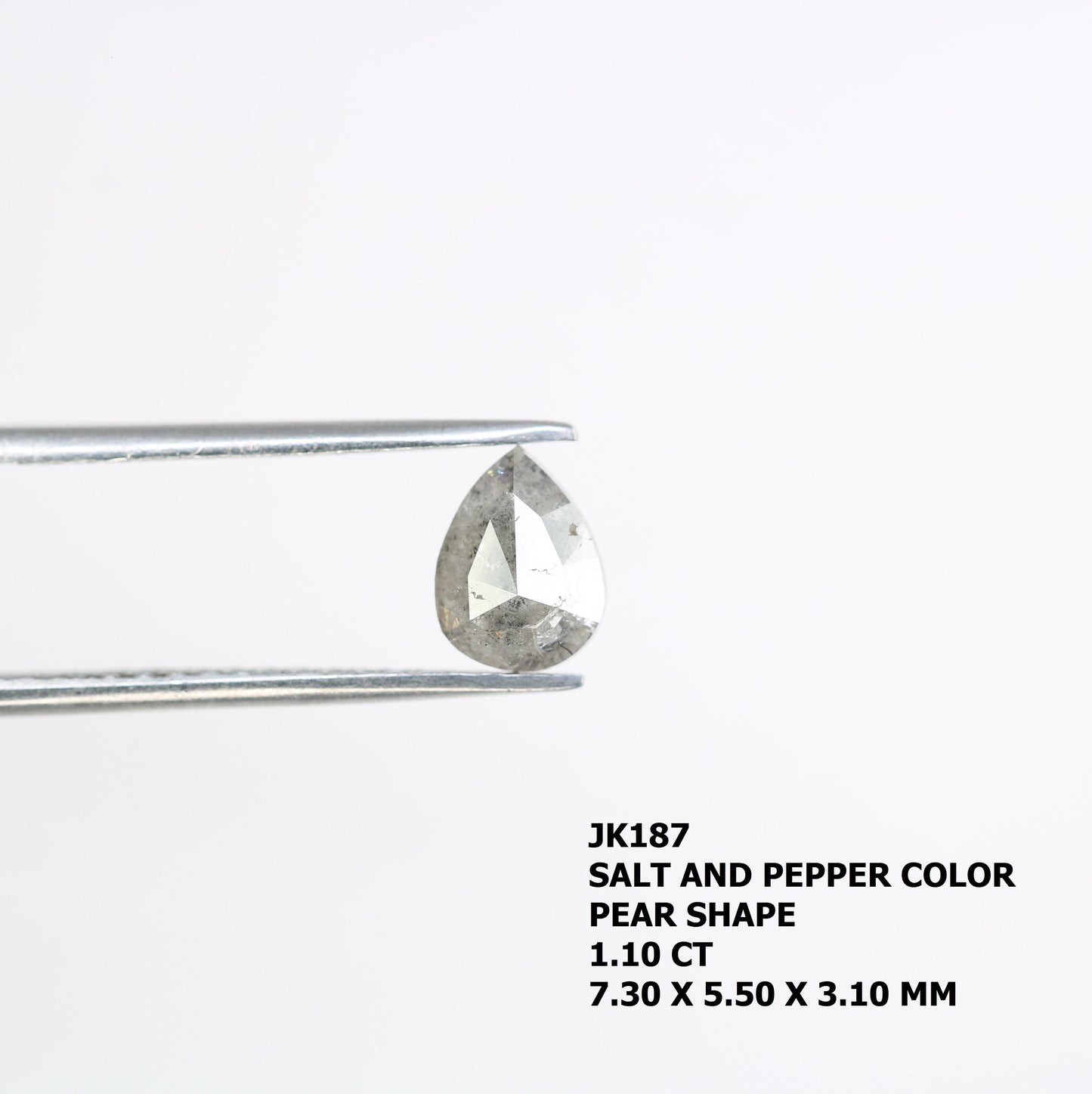 1.10 CT Light Grey Salt and Pepper Pear Cut Diamond For Anniversary GiftFor Gold Ring Diamonds