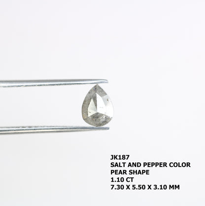 1.10 CT Light Grey Salt and Pepper Pear Cut Diamond For Anniversary GiftFor Gold Ring Diamonds