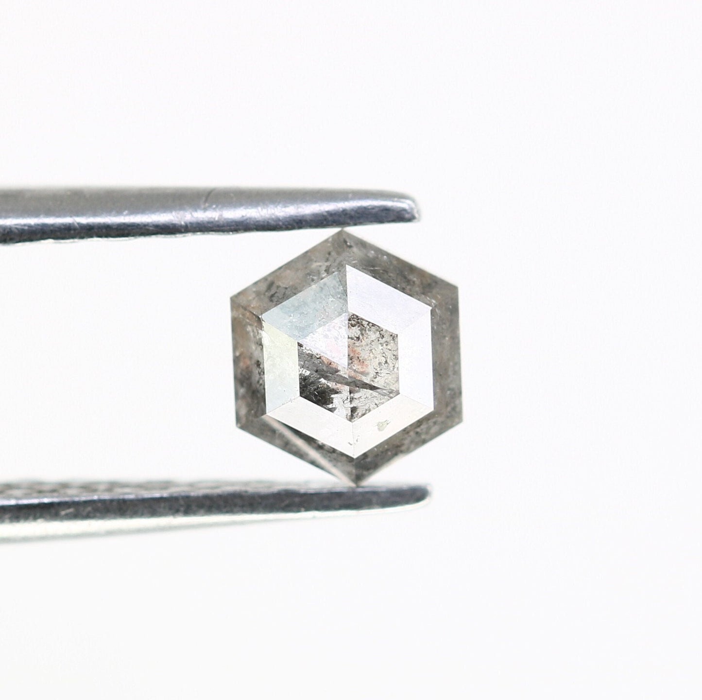 0.58 CT Hexagon Cut Salt and Pepper Diamond - Natural Hexagon Diamond - Salt and Pepper Ring - Gift for Wifey - Gift for mother - jewelry