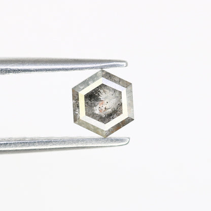 0.58 CT Hexagon Cut Salt and Pepper Diamond - Natural Hexagon Diamond - Salt and Pepper Ring - Gift for Wifey - Gift for mother - jewelry