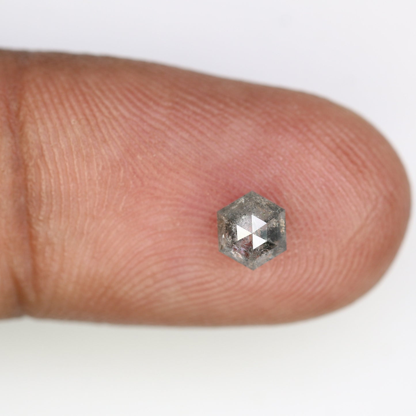 0.58 CT Hexagon Cut Salt and Pepper Diamond - Natural Hexagon Diamond - Salt and Pepper Ring - Gift for Wifey - Gift for mother - jewelry