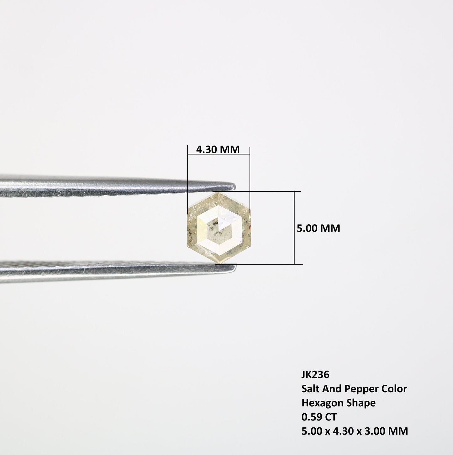 0.59 CT Hexagon Cut Salt and Pepper Diamond - Natural Hexagon Diamond - Salt and Pepper Ring - Gift for Wifey - Gift for mother - jewelry