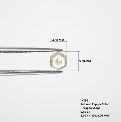 0.59 CT Hexagon Cut Salt and Pepper Diamond - Natural Hexagon Diamond - Salt and Pepper Ring - Gift for Wifey - Gift for mother - jewelry