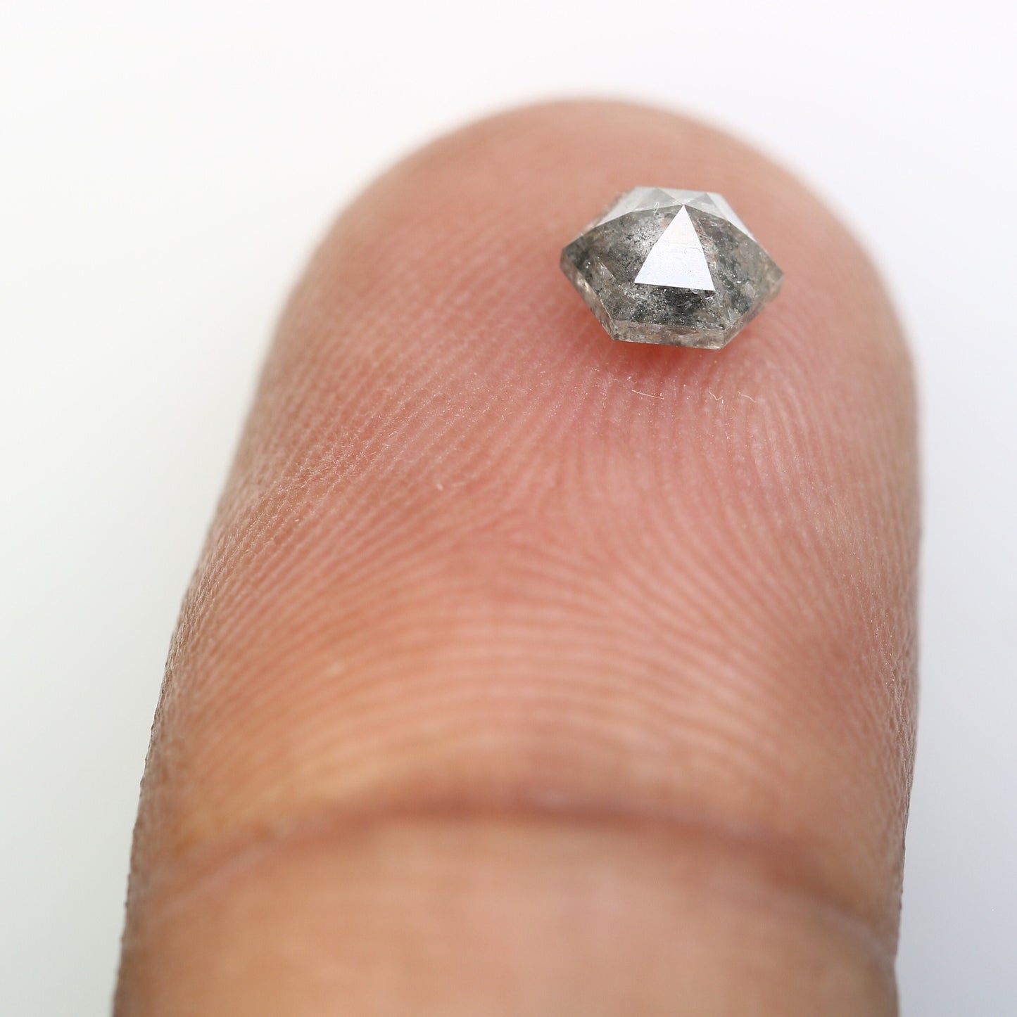 0.58 CT Hexagon Cut Salt and Pepper Diamond - Natural Hexagon Diamond - Salt and Pepper Ring - Gift for Wifey - Gift for mother - jewelry