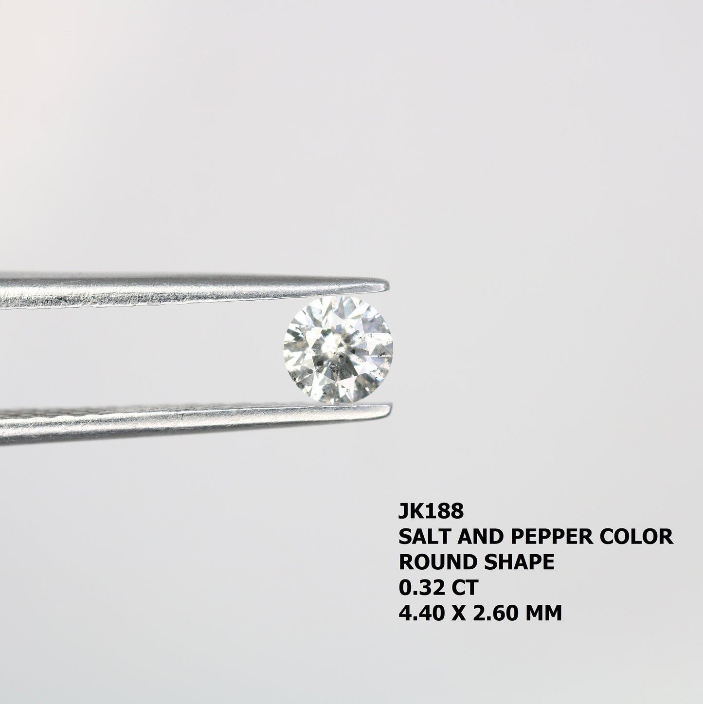 0.32 Carat 4.4mm Loose Round Salt and Pepper Natural Diamond for Wedding Ring Bands | Perfect for Unique Engagement or Custom Jewelry Design