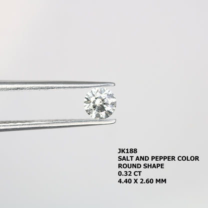 0.32 Carat 4.4mm Loose Round Salt and Pepper Natural Diamond for Wedding Ring Bands | Perfect for Unique Engagement or Custom Jewelry Design