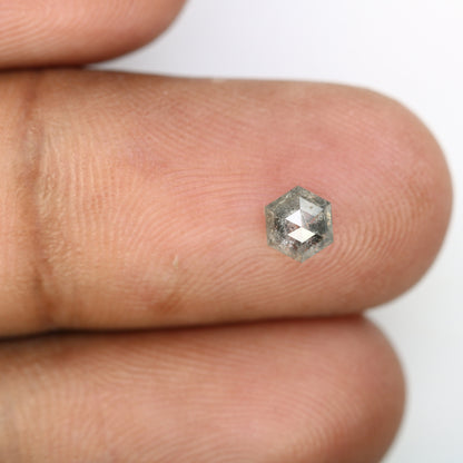 0.58 CT Hexagon Cut Salt and Pepper Diamond - Natural Hexagon Diamond - Salt and Pepper Ring - Gift for Wifey - Gift for mother - jewelry