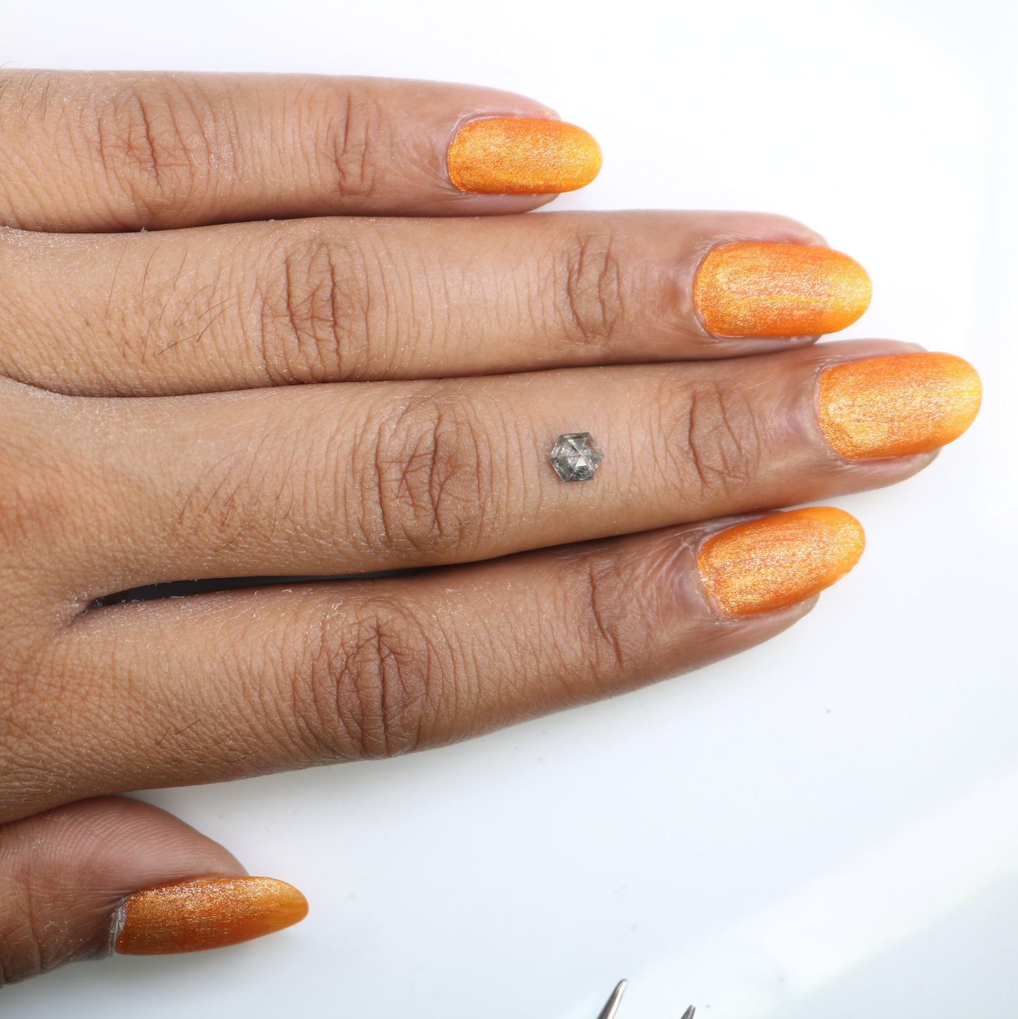 0.58 CT Hexagon Cut Salt and Pepper Diamond - Natural Hexagon Diamond - Salt and Pepper Ring - Gift for Wifey - Gift for mother - jewelry