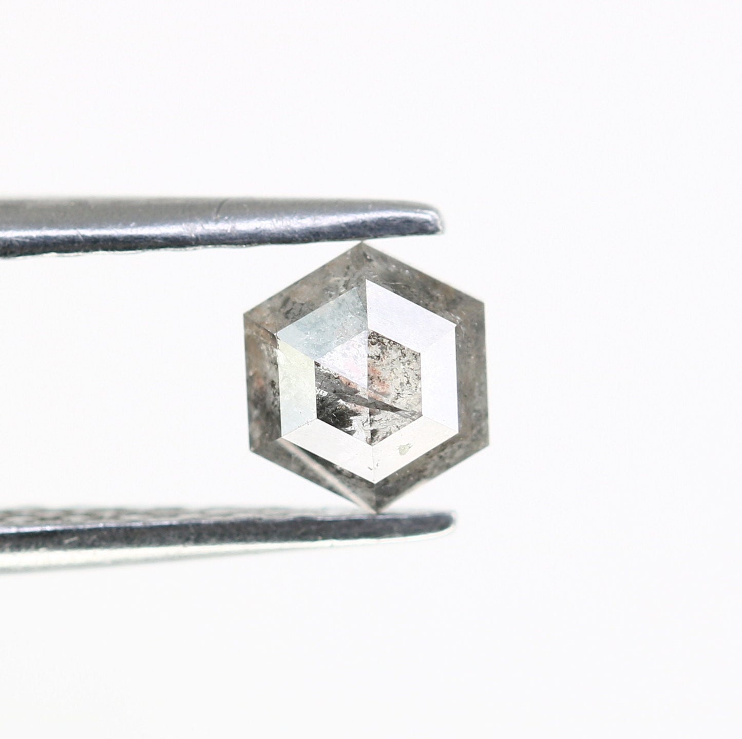 0.58 CT Hexagon Cut Salt and Pepper Diamond - Natural Hexagon Diamond - Salt and Pepper Ring - Gift for Wifey - Gift for mother - jewelry