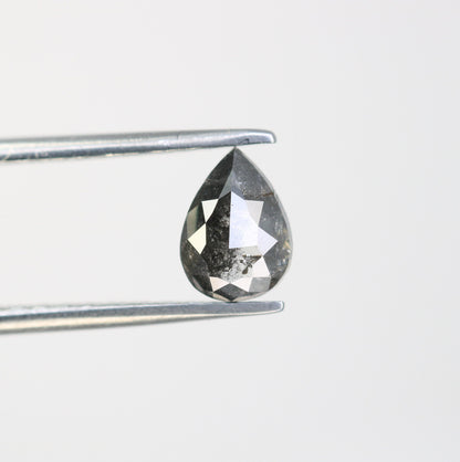 0.90 CT Rose Cut Salt and Pepper Pear Diamond | Unique Engagement Ring | Gift for Wife, Husband, or Brother | Natural Gold Ring
