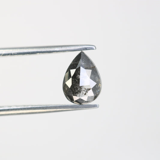 0.90 CT Rose Cut Salt and Pepper Pear Diamond | Unique Engagement Ring | Gift for Wife, Husband, or Brother | Natural Gold Ring