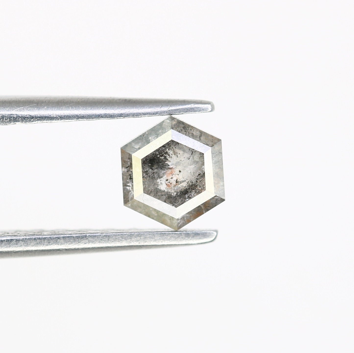 0.58 CT Hexagon Cut Salt and Pepper Diamond - Natural Hexagon Diamond - Salt and Pepper Ring - Gift for Wifey - Gift for mother - jewelry