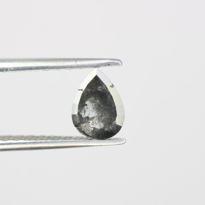0.90 CT Rose Cut Salt and Pepper Pear Diamond | Unique Engagement Ring | Gift for Wife, Husband, or Brother | Natural Gold Ring