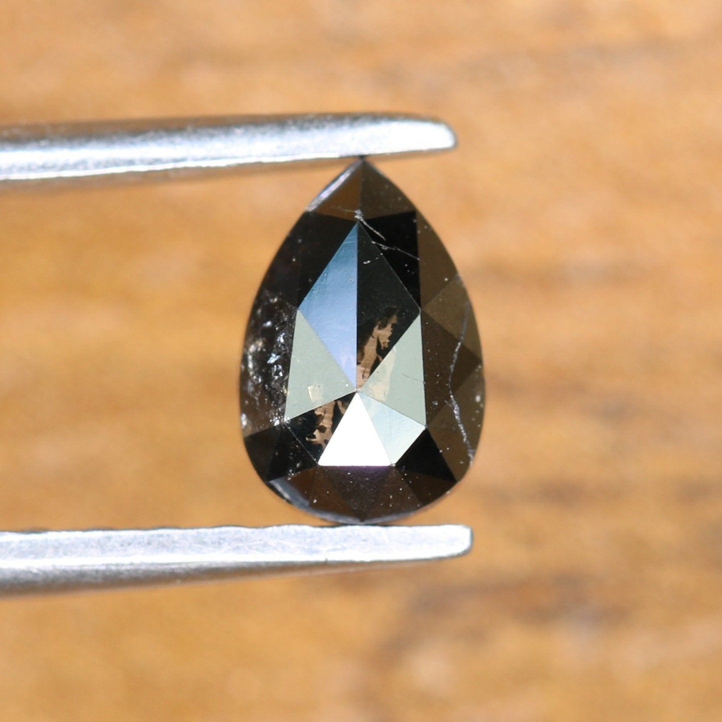 0.53 CT Black Pear Cut Salt And Pepper Diamond For Engagement/Wedding RingFor Gold Ring Diamonds