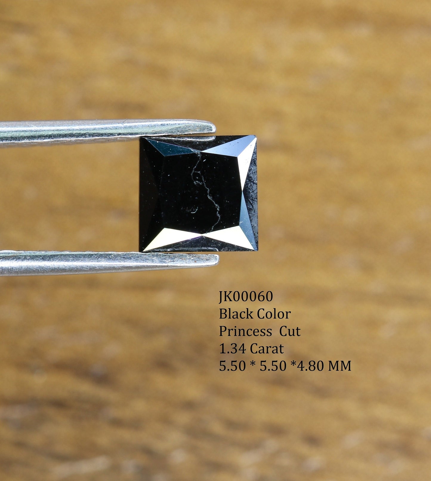 1.34 Carat Princess Cut Black Diamond For Wedding/Engagement RingFor Gold Ring Diamonds