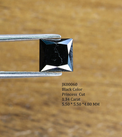 1.34 Carat Princess Cut Black Diamond For Wedding/Engagement RingFor Gold Ring Diamonds