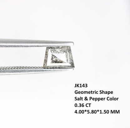 0.36 CT Geometric Cut Salt and Pepper Diamond For handmade necklace pendant Black/Grey crystal Diamond for Engagement Gold Ring Gift for Her