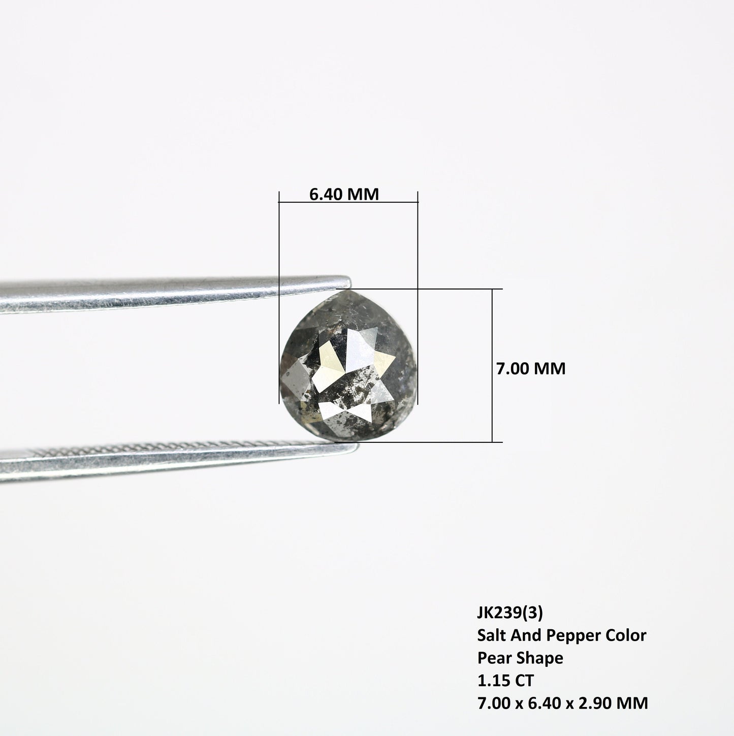 1.15 CT Pear Cut Salt and Pepper Loose Diamond for Birthday Gift | Perfect Gift for Mom or Daughter | Elegant Gold Ring Gemstone