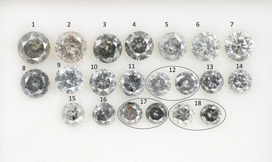 Lot of Salt and Pepper Diamonds | Natural Round Rose Cut Gemstones | Loose Diamonds for Gold Jewelry | Unique Gifts for Men and Women
