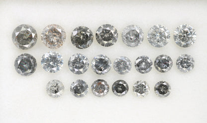 Lot of Salt and Pepper Diamonds | Natural Round Rose Cut Gemstones | Loose Diamonds for Gold Jewelry | Unique Gifts for Men and Women
