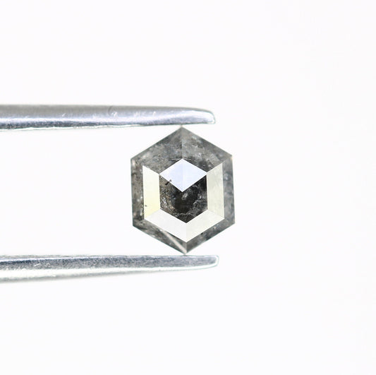 0.54 CT Hexagon Cut Salt and Pepper Diamond - Natural Hexagon Diamond - Salt and Pepper Ring - Gift for Wifey - Gift for mother - jewelry