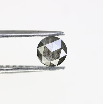 0.53 CT Rose Cut Round Salt And Pepper Real Diamond For Proposal Ring ll Gift For Girlfriend ll Gift For Wife ll Gift For Daughter Diamonds