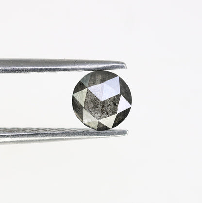 0.53 CT Rose Cut Round Salt And Pepper Real Diamond For Proposal Ring ll Gift For Girlfriend ll Gift For Wife ll Gift For Daughter Diamonds