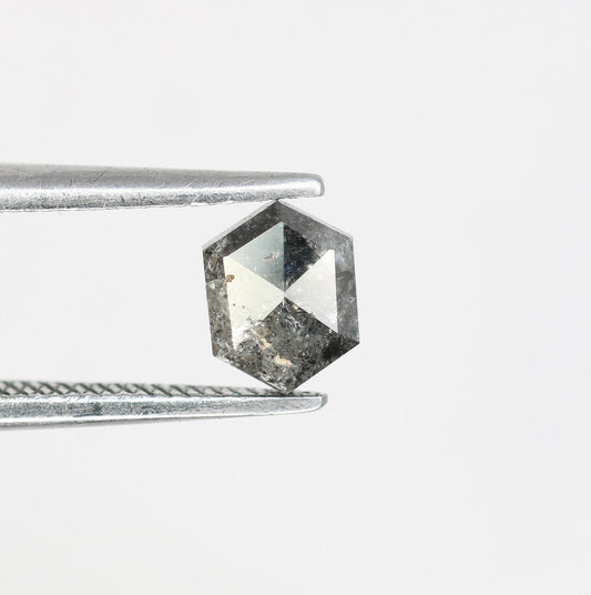 0.53 CT Hexagon Cut Salt and Pepper Diamond - Natural Hexagon Diamond - Salt and Pepper Ring - Gift for Wifey - Gift for mother - jewelry