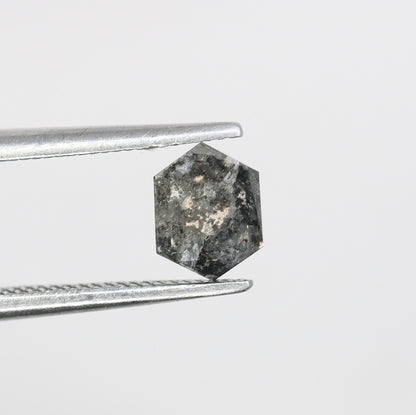 0.53 CT Hexagon Cut Salt and Pepper Diamond - Natural Hexagon Diamond - Salt and Pepper Ring - Gift for Wifey - Gift for mother - jewelry