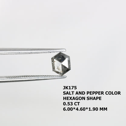 0.53 CT Hexagon Cut Salt and Pepper Diamond - Natural Hexagon Diamond - Salt and Pepper Ring - Gift for Wifey - Gift for mother - jewelry