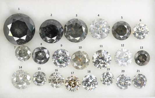 Natural Round Brilliant Cut Salt and Pepper Diamond | Loose Gemstone for Wedding Rings & Anniversary Gifts | Unique Gifts for Him and Her