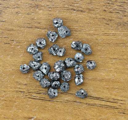 Black Rough Drilled Raw Diamonds For Necklace & BraceletsFor Gold Ring Diamonds