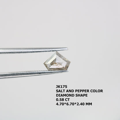 0.58 CT Salt and Pepper Diamond Shield Cut For handmade necklace pendant Black/Grey crystal Diamond for Engagement Ring Anniversary Gift