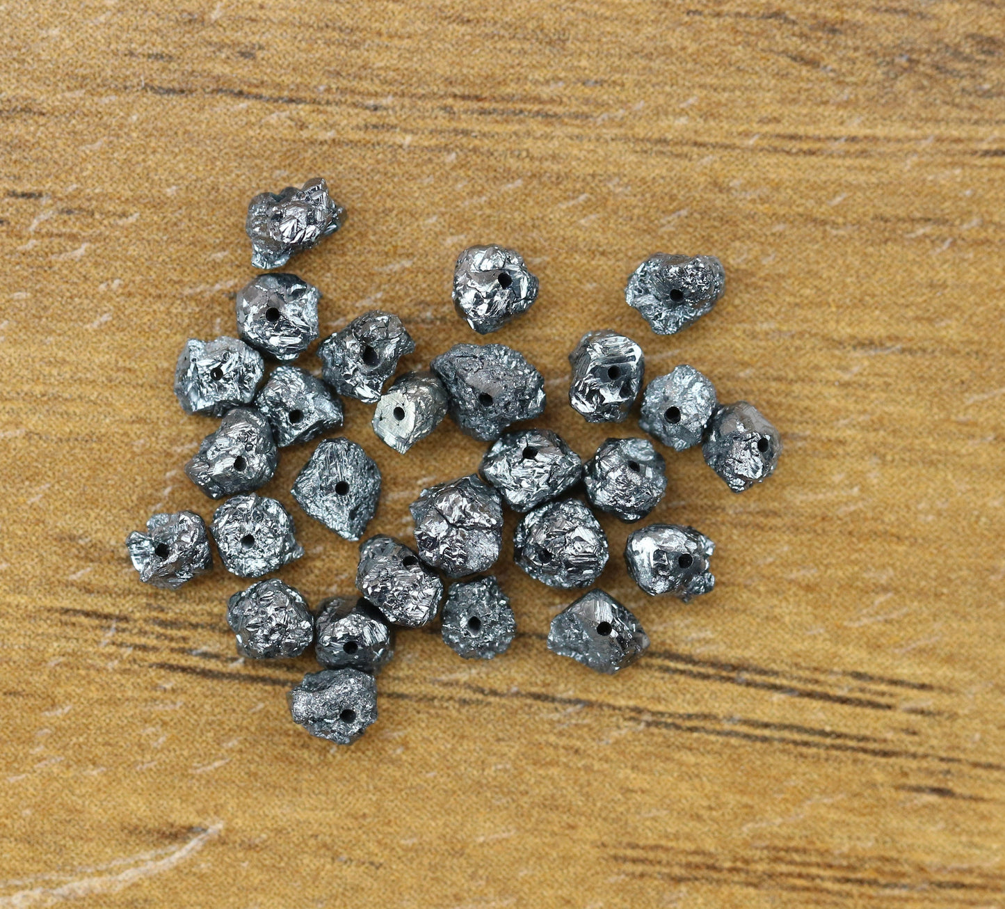 Black Rough Drilled Raw Diamonds For Necklace & BraceletsFor Gold Ring Diamonds