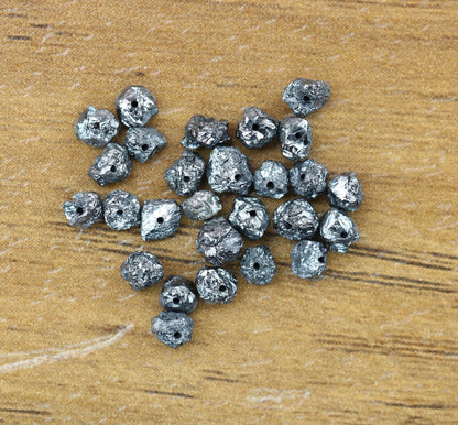 Black Rough Drilled Raw Diamonds For Necklace & BraceletsFor Gold Ring Diamonds