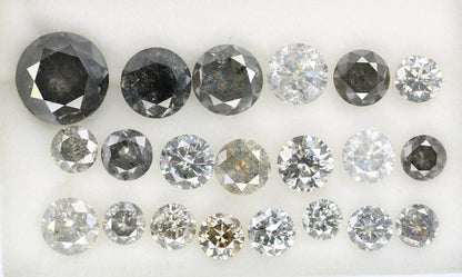 Natural Round Brilliant Cut Salt and Pepper Diamond | Loose Gemstone for Wedding Rings & Anniversary Gifts | Unique Gifts for Him and Her