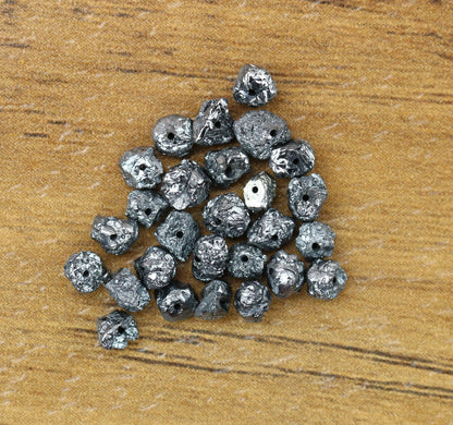 Black Rough Drilled Raw Diamonds For Necklace & BraceletsFor Gold Ring Diamonds